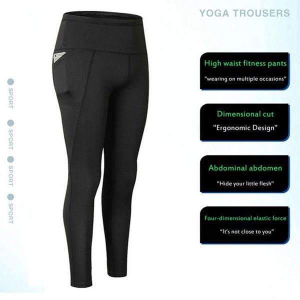 Pocket Solid Sport Yoga Pants High Waist Mesh Sport Leggings Fitness Women Yoga Leggings Training Running Pants Sportswear