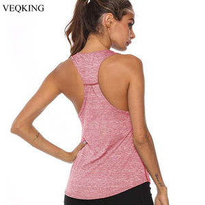VEQKING Sleeveless Racerback Yoga Vest Sport Singlet Women Athletic Fitness Sport Tank Tops Gym Running Training Yoga Shirts
