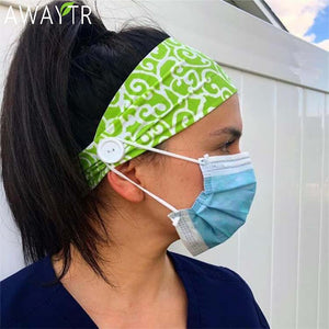 Printed Hairband With Button Face Holder Wearing Protect Ears Head Wrap Headband Hair Accessories заколки для волос Headbands