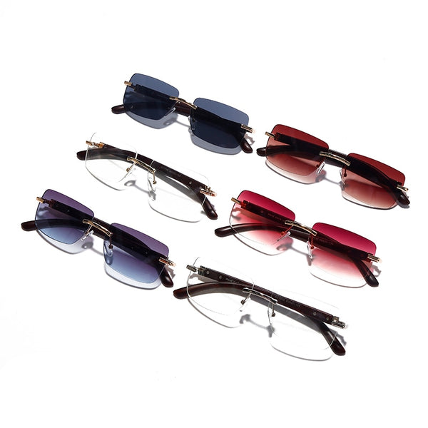 JASPEER Punk Rimless Rectangle Sunglasses Men Women Vintage Shades UV400 Driving Sun Glass Frameless Gradient Fashion Eyewear