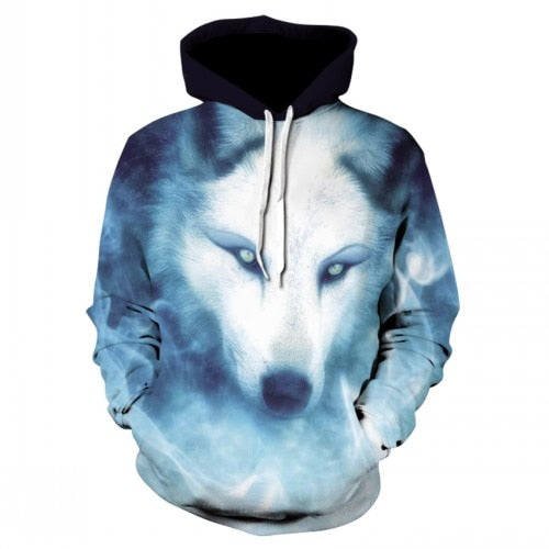 Fashion Men Wolf Animal 3D Printed Hooded Hoodies Men / Women's Shinning Wolf Design Sweatshirts 3D Harajuku Hoody