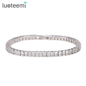 LUOTEEMI Brand Hot Selling Simple Style Full of Square Shape Cubic Zirconia Luxury Women Charm Bracelet Factory Wholesale Gift