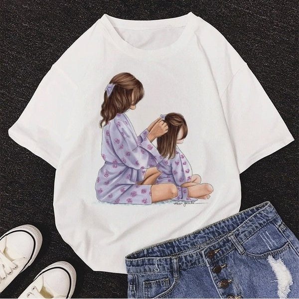 ZOGANKIN Girl Mom T shirt Women Mother's Love Print Black T-shirt Harajuku Mama TShirt Vogue Tops tee shirt Femme