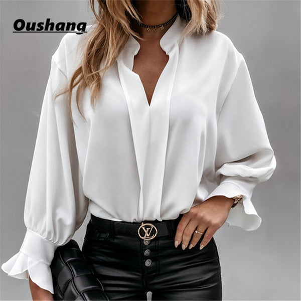 Sexy Lace Women Shirts V neck Long Sleeve Spring Autumn Tops Daily Blouses Female Elegant OL Office Blouse Casual Lady's Shirt