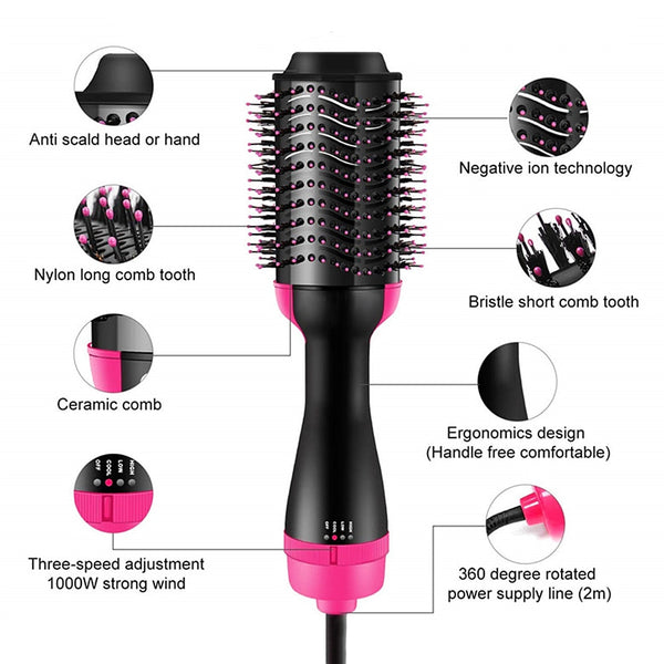 3 in 1Multifunctional Hair Dryer & Volumizer Rotating Hairdryer One Step Hair Dryers Hair Straightener Comb Curling Brush