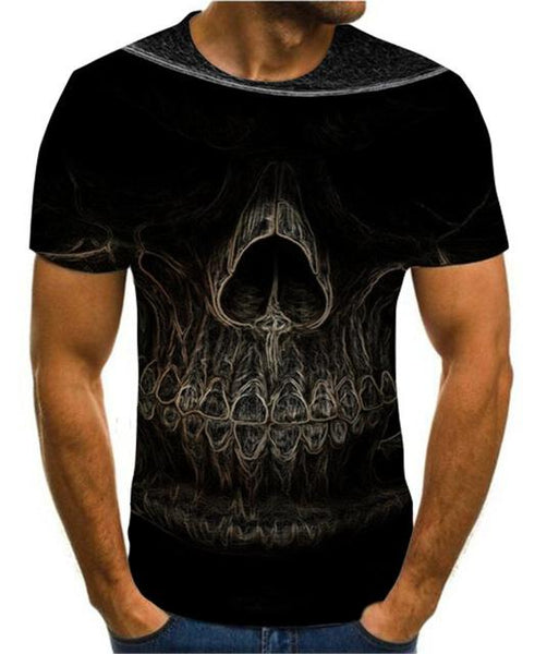 Summer men's T-Shirt New 3D printing t-shirt men's skull devil T-shirt Summer Black T-Shirt round neck T-shirt
