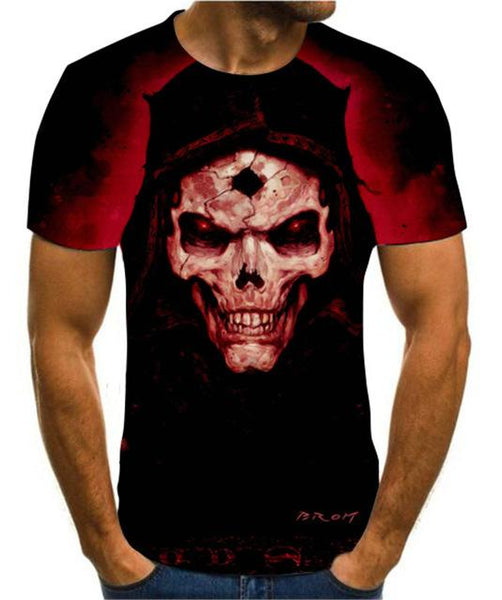 Summer men's T-Shirt New 3D printing t-shirt men's skull devil T-shirt Summer Black T-Shirt round neck T-shirt