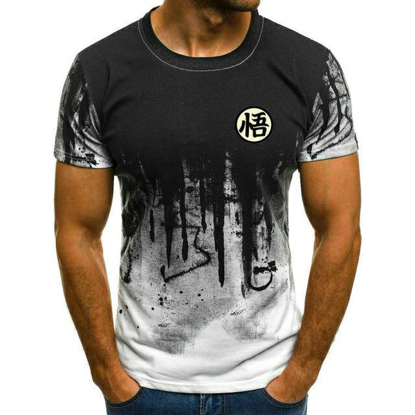 Factory direct fashion summer men's t-shirt hand-painted ink painting printing casual T-shirt men's clothing t-shirt for men