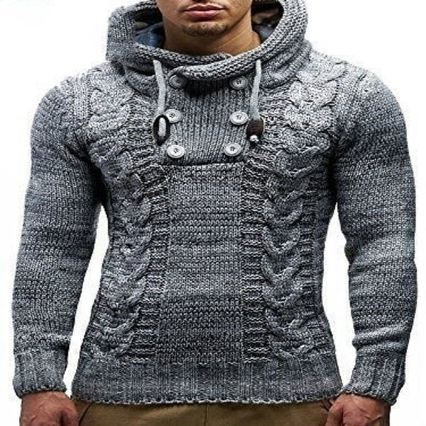 Men's Knitted Jacket Fall/Winter Large Size Turtleneck Hooded Sweater 2021 Male Warm Hooded Fashion Pullovers Sweatshirt Clothes